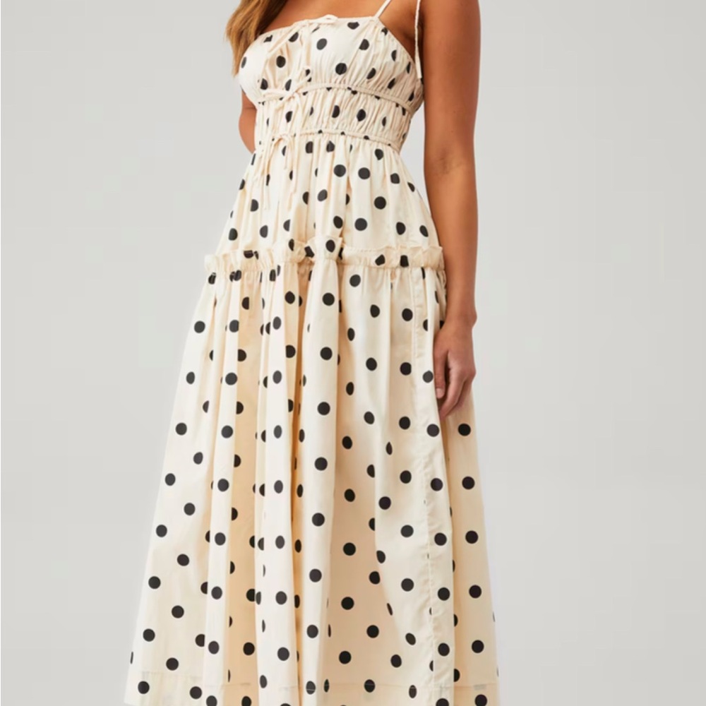 En Saison Cream and Black Polka Dot Maxi Dress
